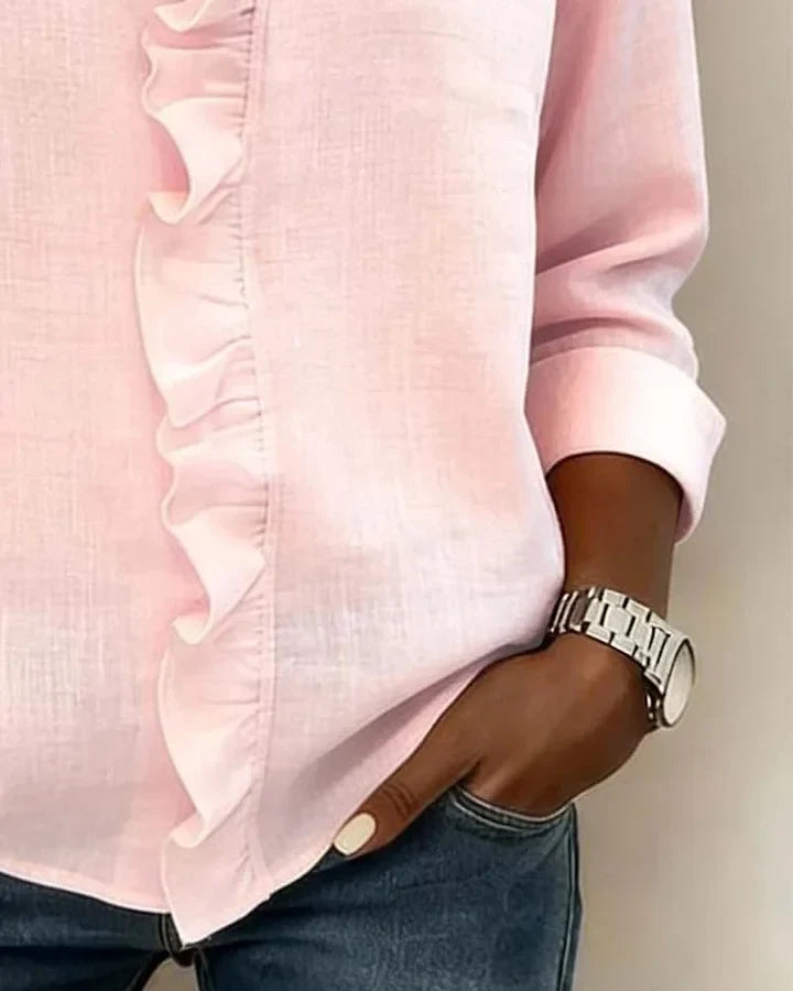 Womens v-neck top styled for casual and professional wear