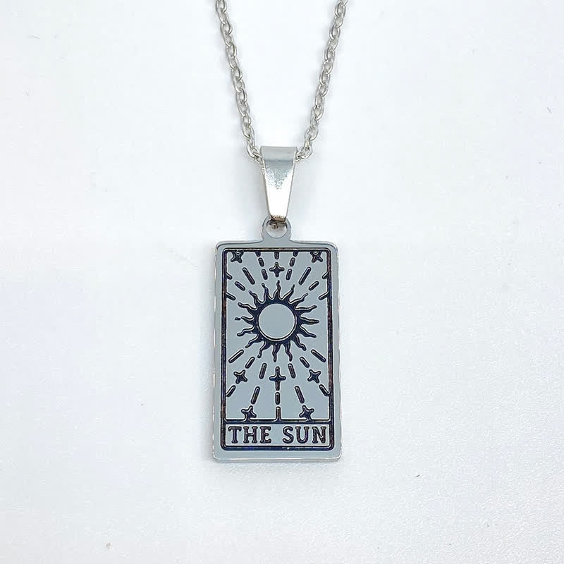 Silver accessory, vintage tarot card necklace for daily wear