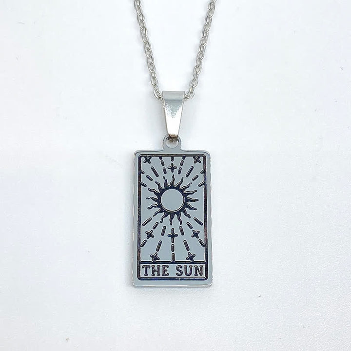 Silver accessory, vintage tarot card necklace for daily wear