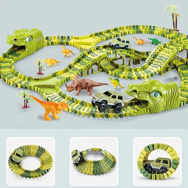 Bendable track pieces demonstrating flexibility and easy assembly