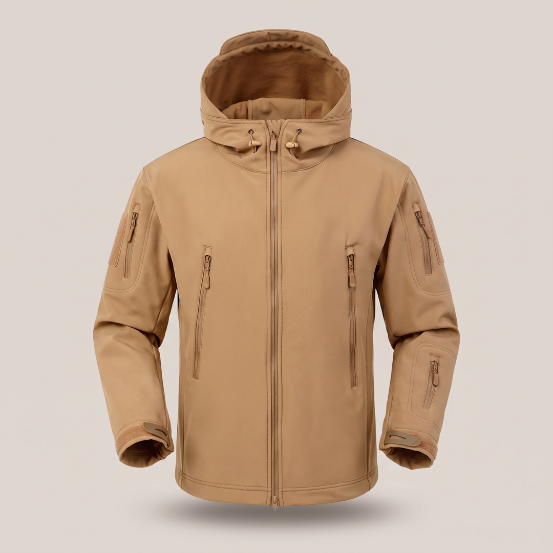 Interior lining and pocket detail of mens waterproof insulated jacket