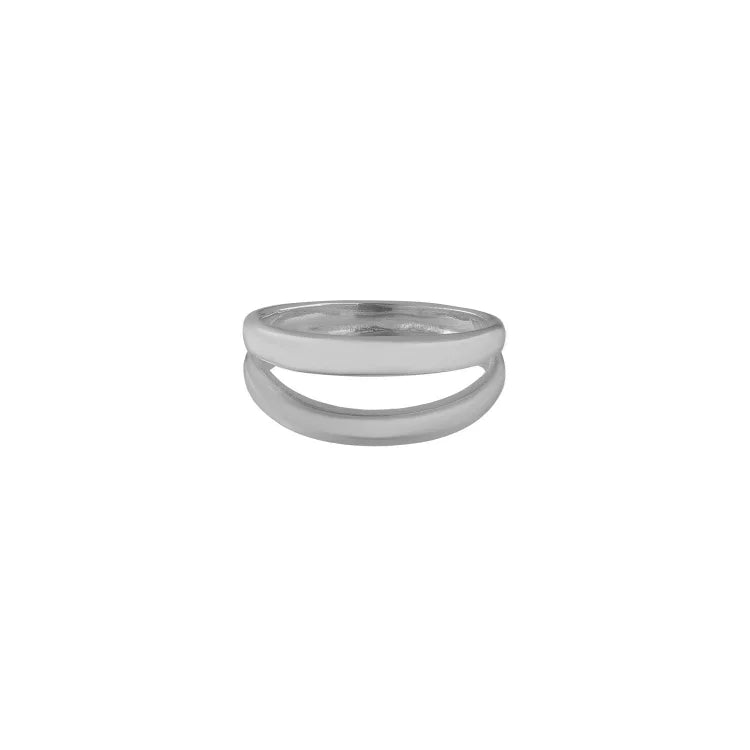 Silver Aluna double band ring isolated on white background