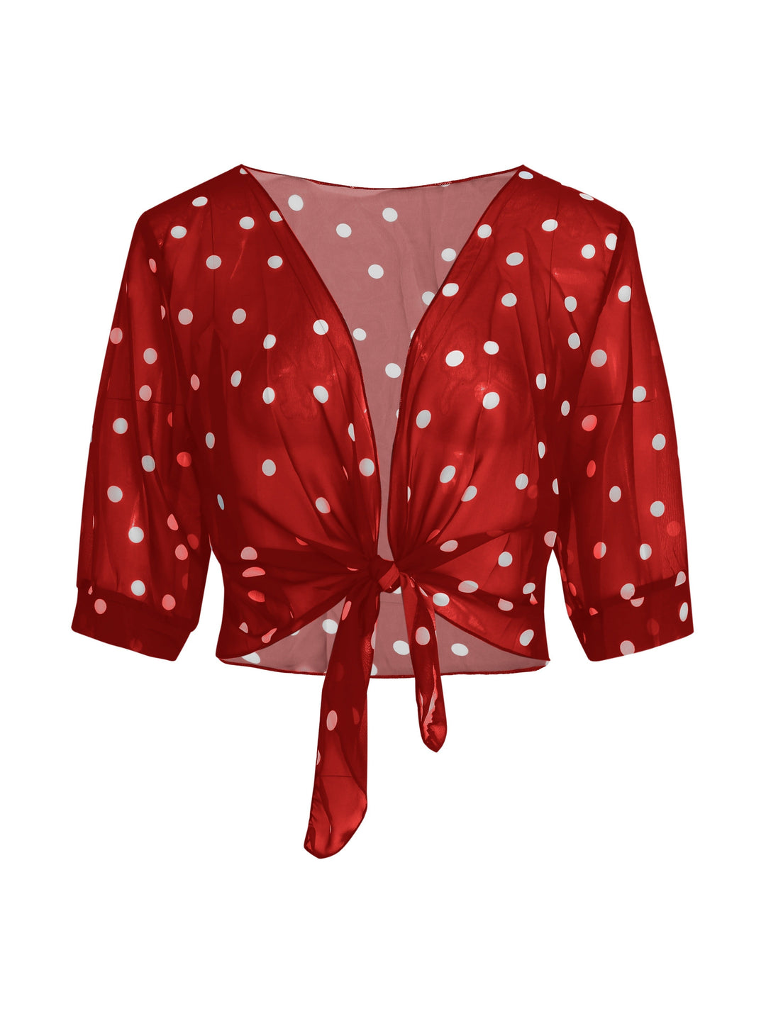 Back view of the blue polka dot blouse, highlighting the tailored fit and lightweight fabric