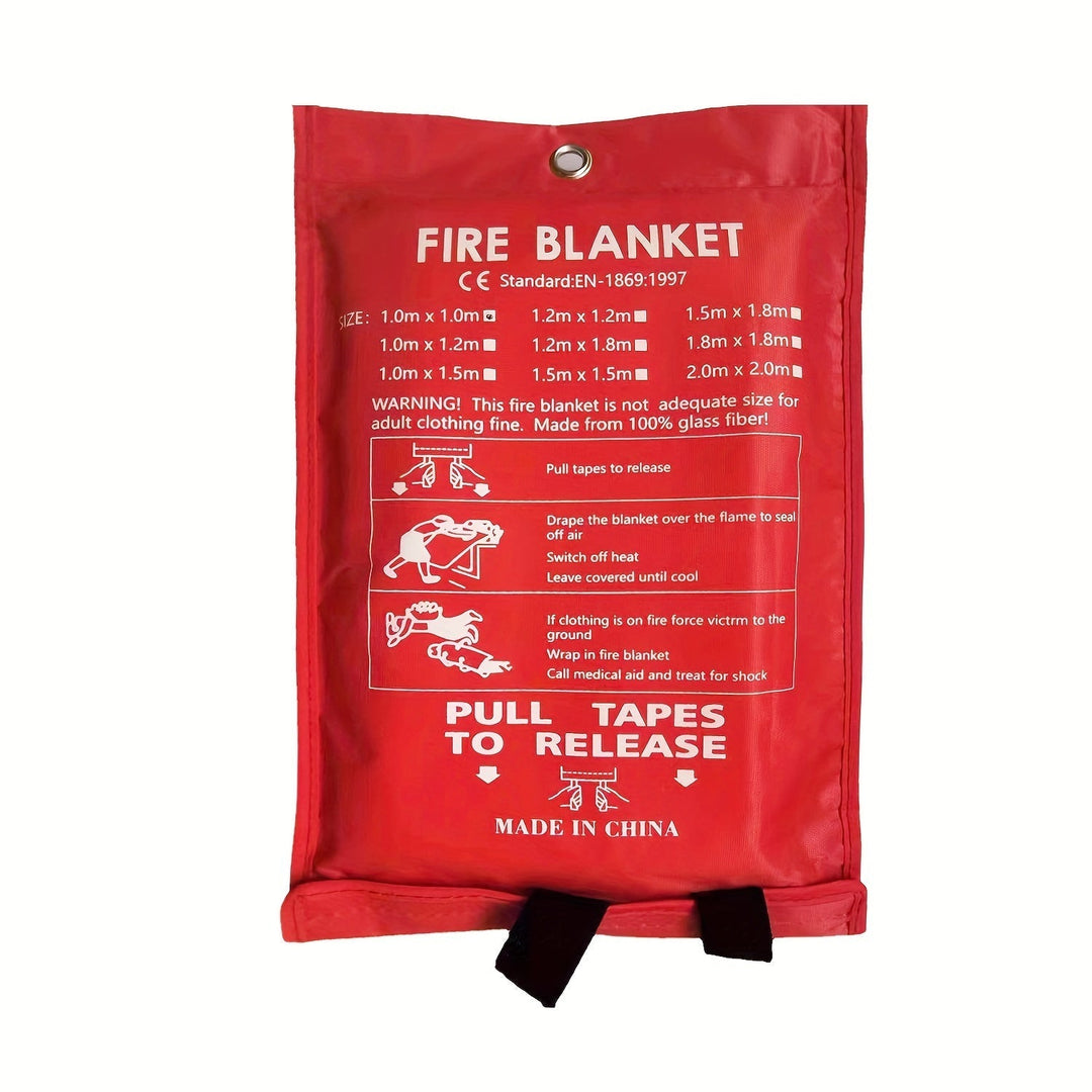 Fibreglass survival fire blanket pulled halfway out of its storage sleeve