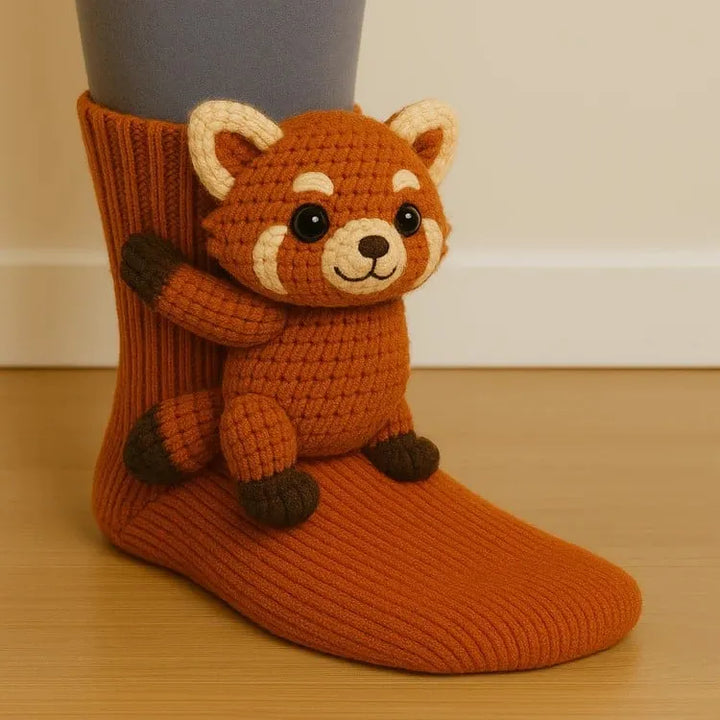 Comfortable novelty socks combining sports sock utility with 3D animal fun