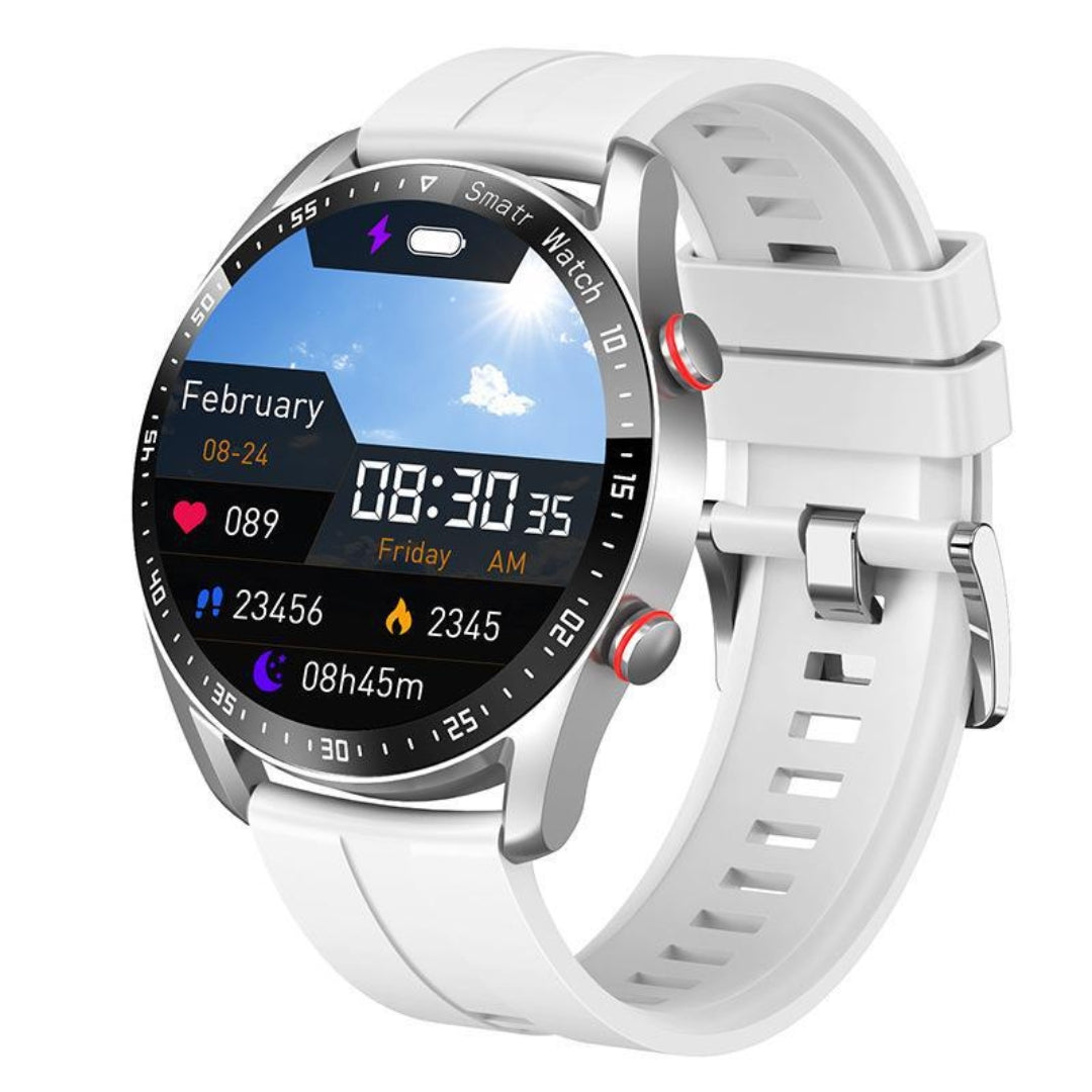 Multiple interchangeable wrist bands displayed next to the smartwatch