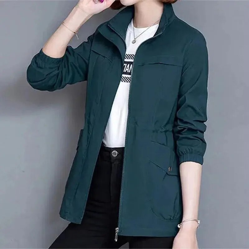 Long sleeve black lightweight coat and casual utility jacket