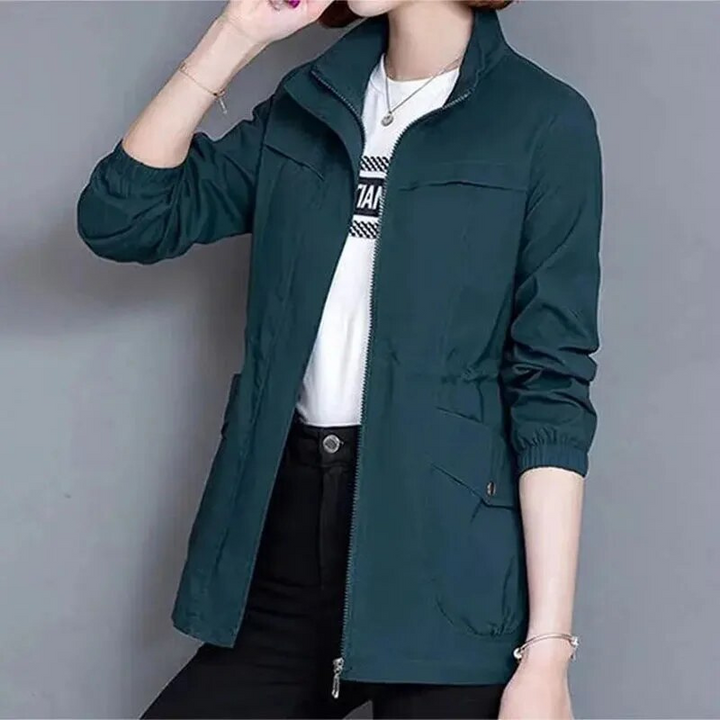 Long sleeve black lightweight coat and casual utility jacket
