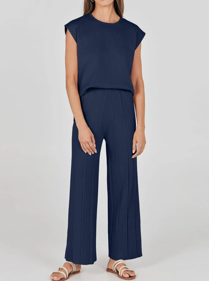 Comfortable two-piece set for women showcasing casual trousers