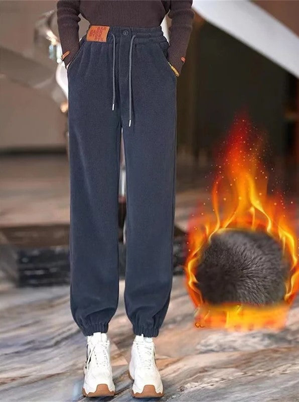 Fleece lined winter joggers for women, cozy warm sweatpants