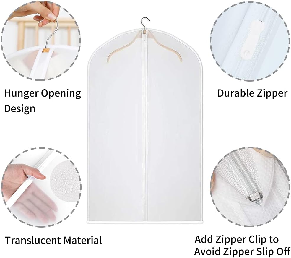 Pack of transparent garment bags designed for seasonal wardrobe storage
