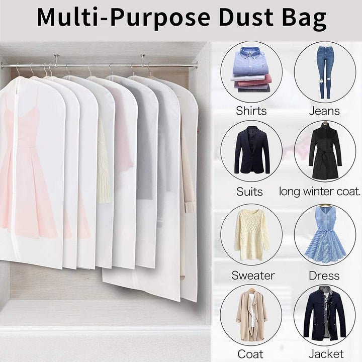 Transparent clothes covers protecting suits and dresses from dust and dirt