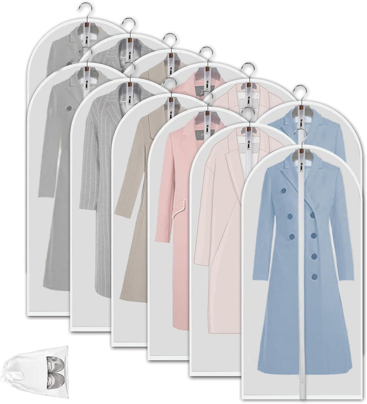 Dustproof suit covers with sturdy zipper closure for hanging garments