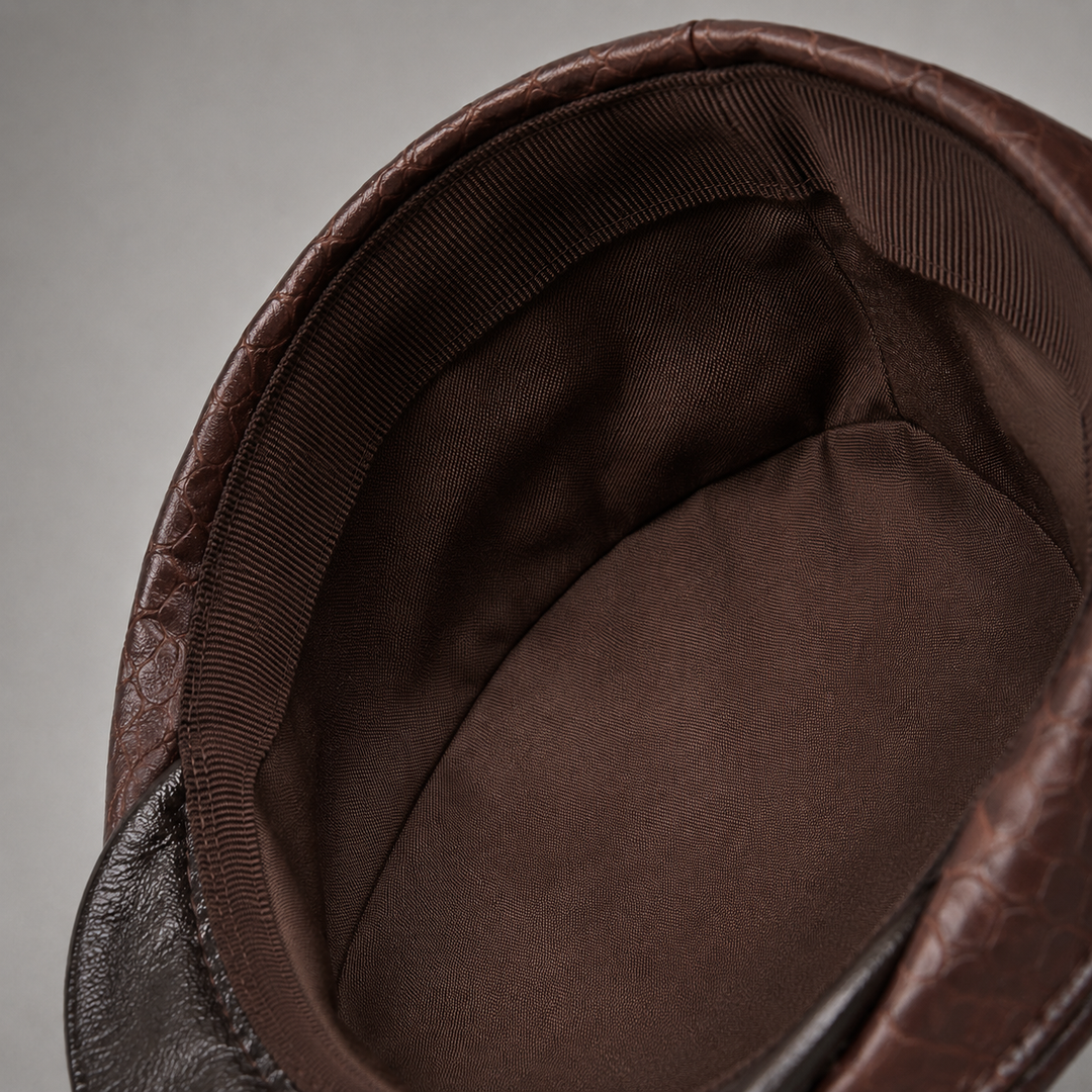 Close up view of premium fabric texture on classic mens flat cap accessory