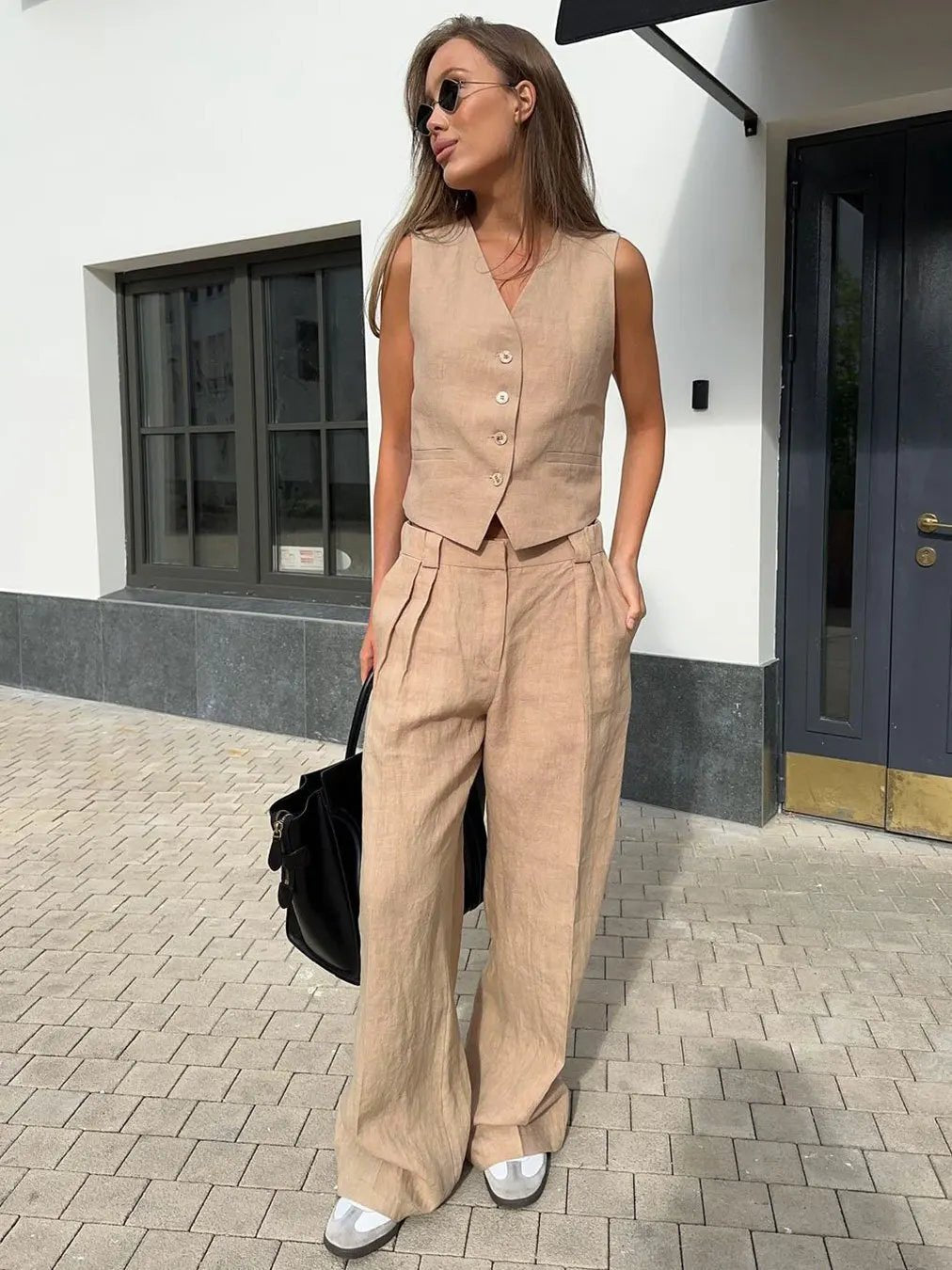 Full outfit styled with accessories for a chic look