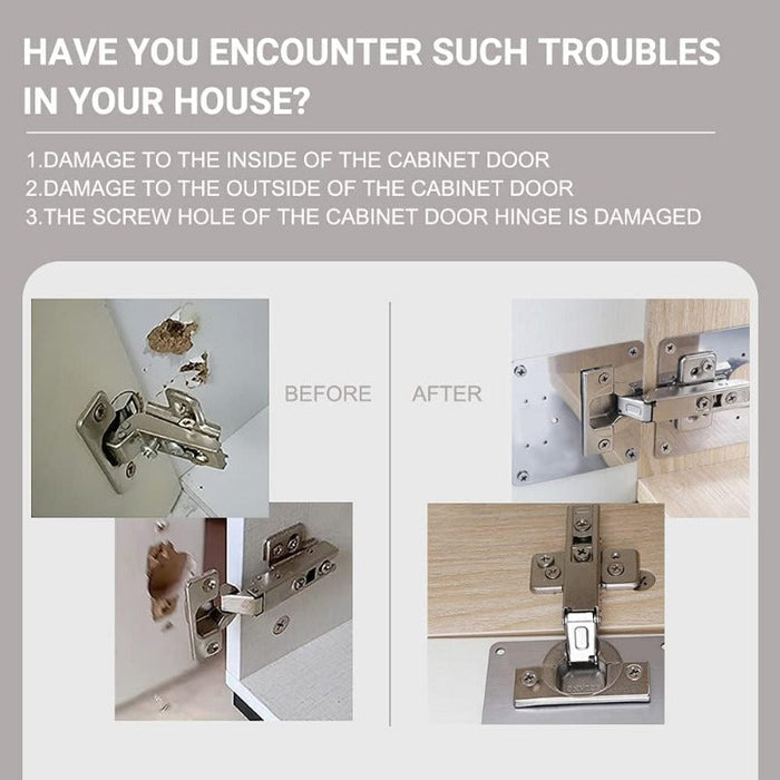 Stainless steel furniture fix plate angled to show sturdy metal construction