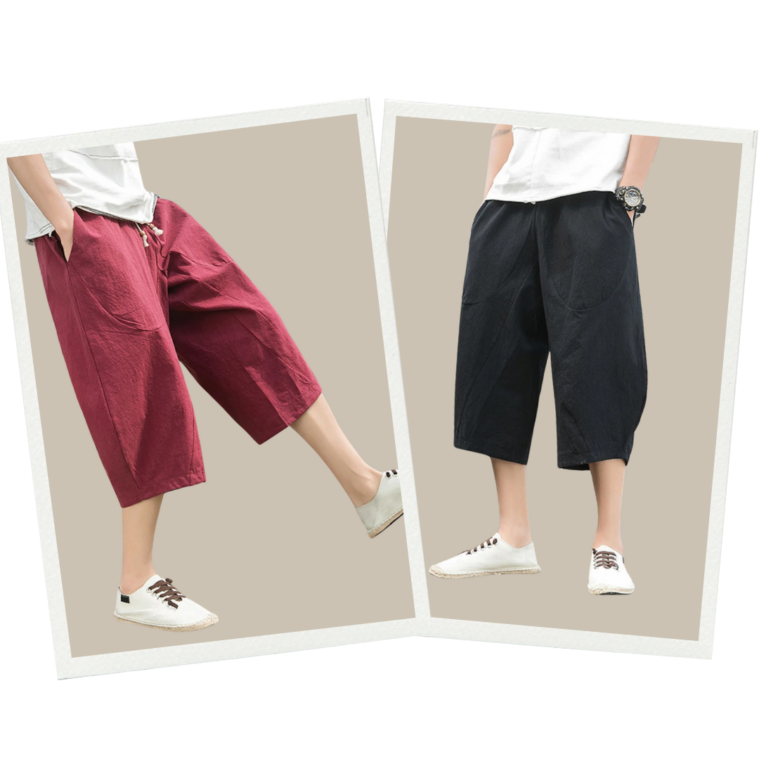 Stylish mens summer fashion three quarter trousers in casual style