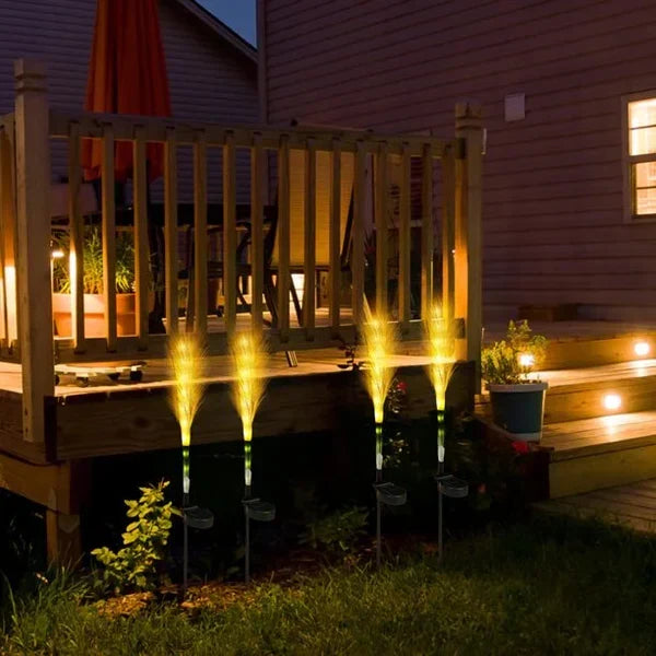 Detail shot of the LED light fixture inside the decorative garden reed