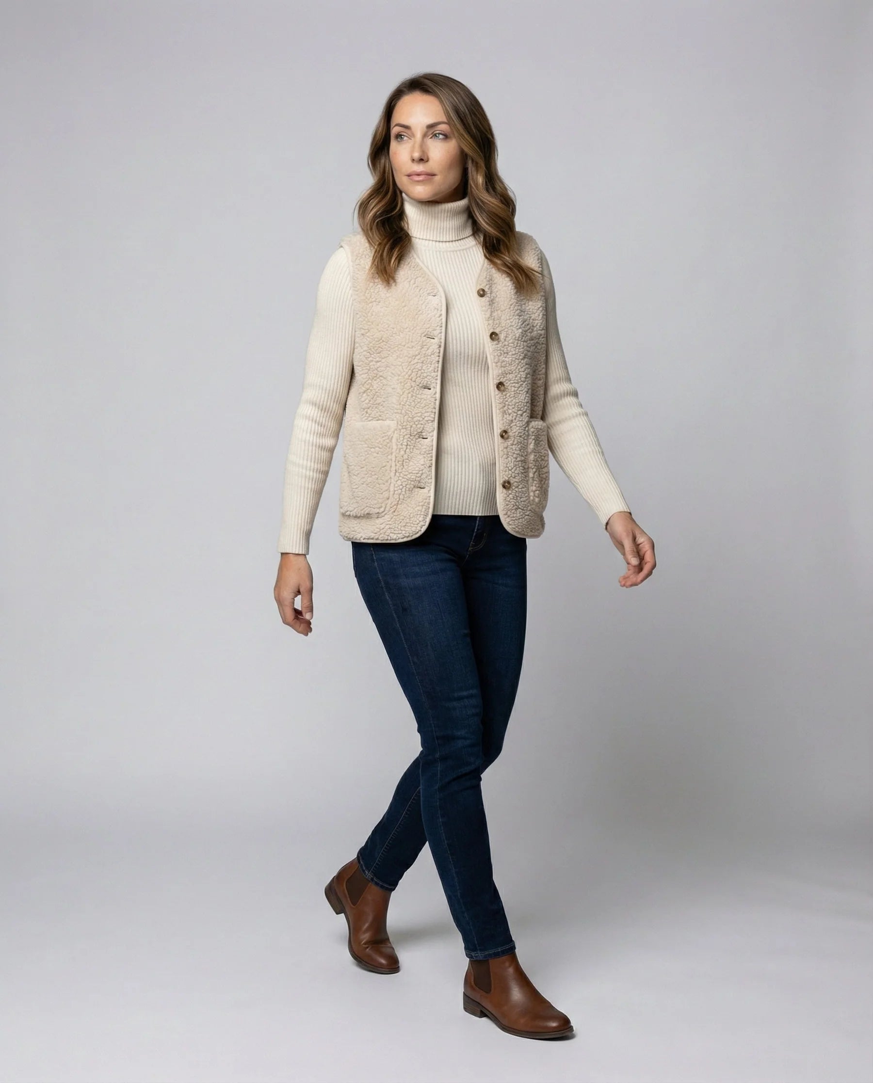 Chelsey | Women’s Button Front Sherpa Fleece Vest