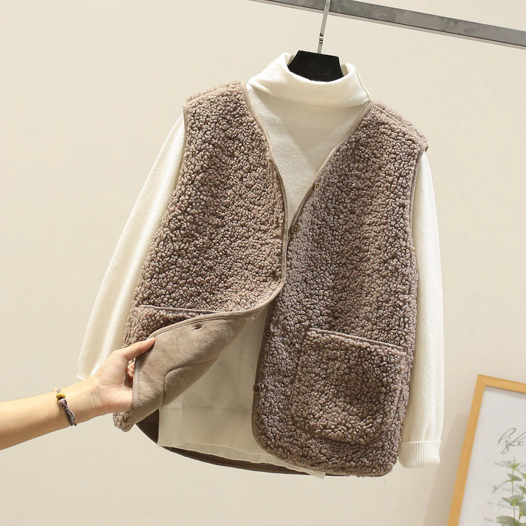 Chelsey | Women’s Button Front Sherpa Fleece Vest