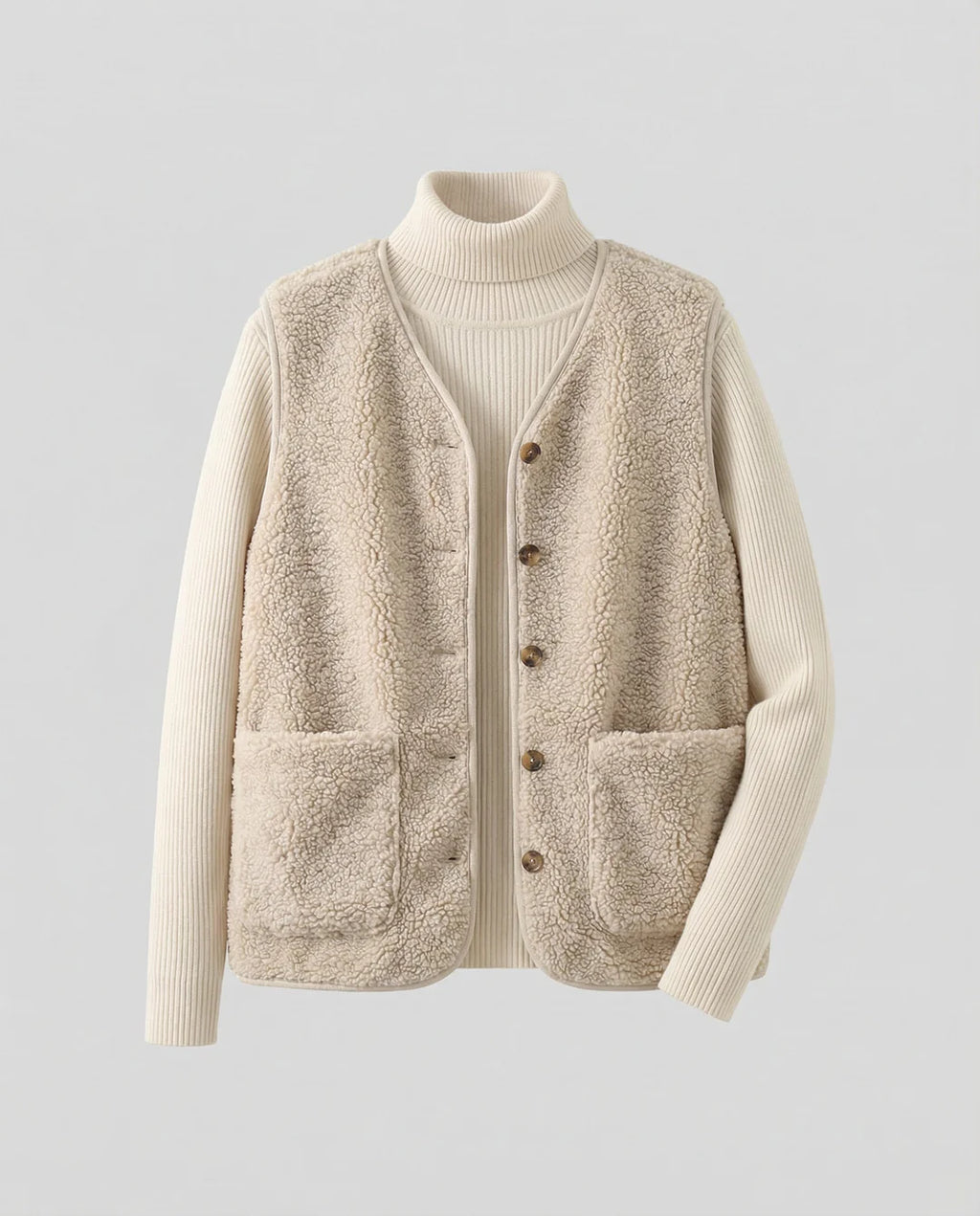 Chelsey | Women’s Button Front Sherpa Fleece Vest
