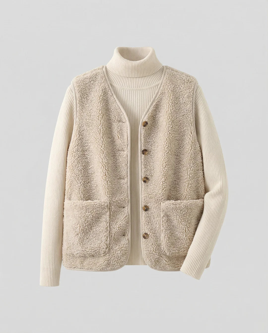 Chelsey | Women’s Button Front Sherpa Fleece Vest