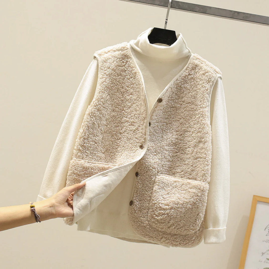 Chelsey | Women’s Button Front Sherpa Fleece Vest