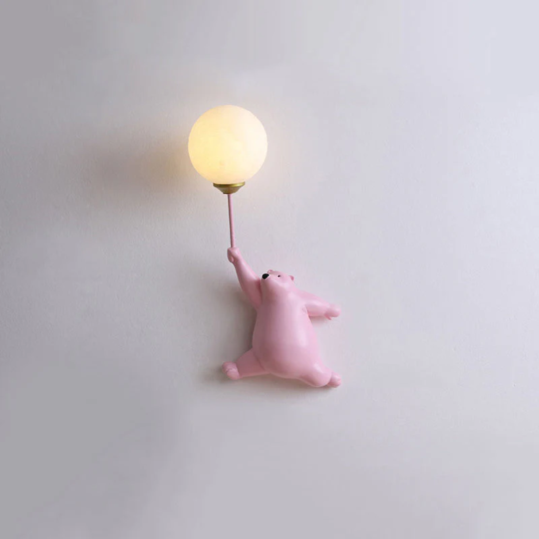 Decorative wall mounted LED lighting shaped like a friendly bear for kids
