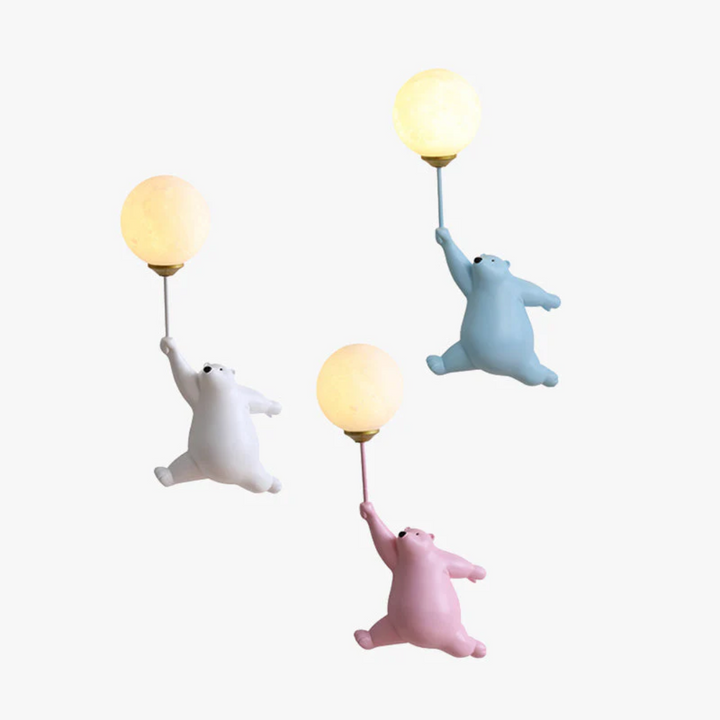 Warm glowing bear LED night light creating a cozy ambiance in a child bedroom