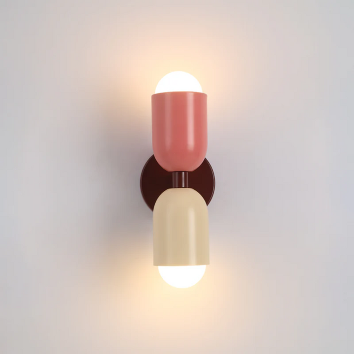 Modern double-sided LED wall lamp illuminating hallway with warm interior design lighting