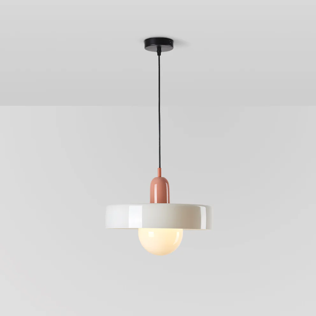Close-up view of the modern LED pendant lamp glass shade