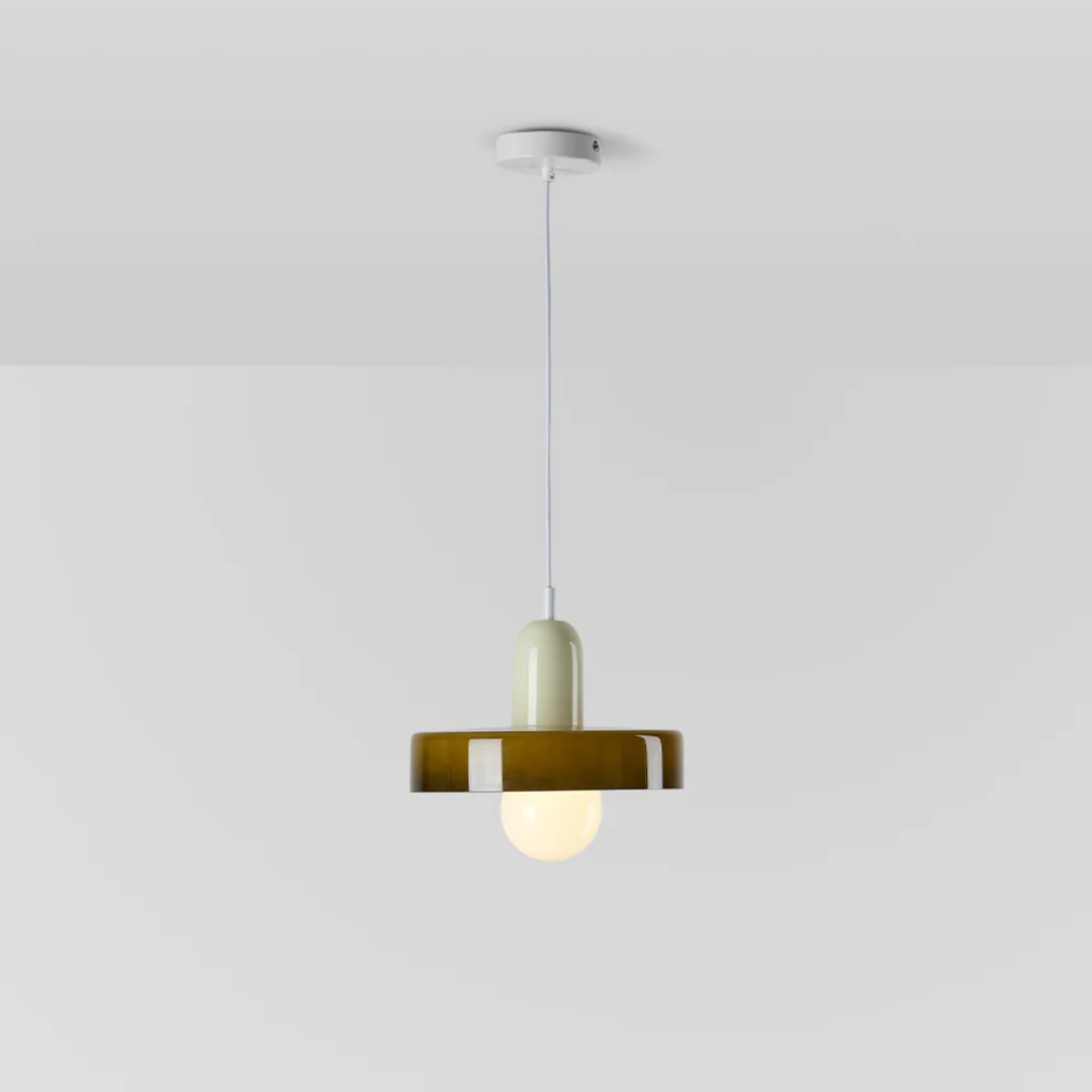 Contemporary LED hanglamp glowing softly in a modern interior