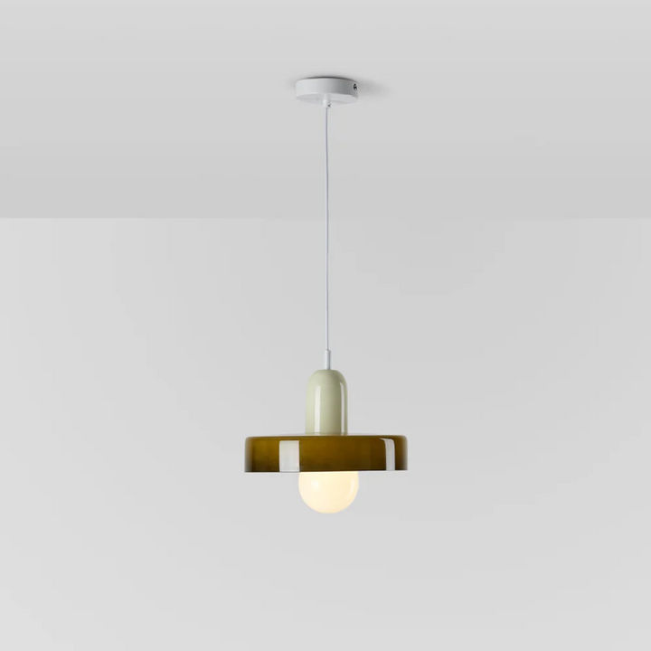 Contemporary LED hanglamp glowing softly in a modern interior