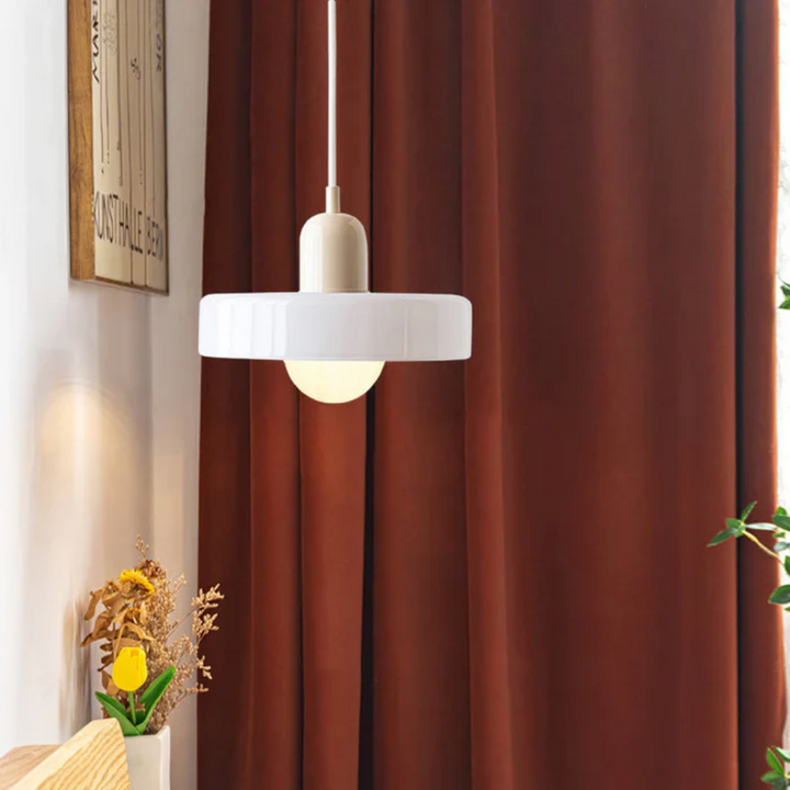 Architectural pendant lamp highlighting modern minimalist furniture