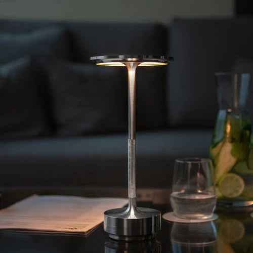 Rechargeable indoor lighting table lamp styled in a cozy reading nook