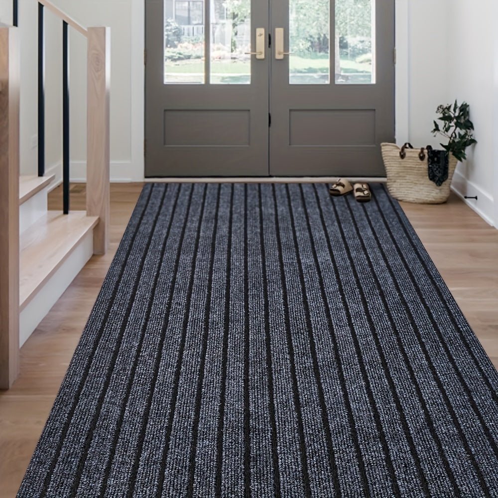 Durable indoor outdoor runner rug featuring a classic stripe design for high-traffic areas