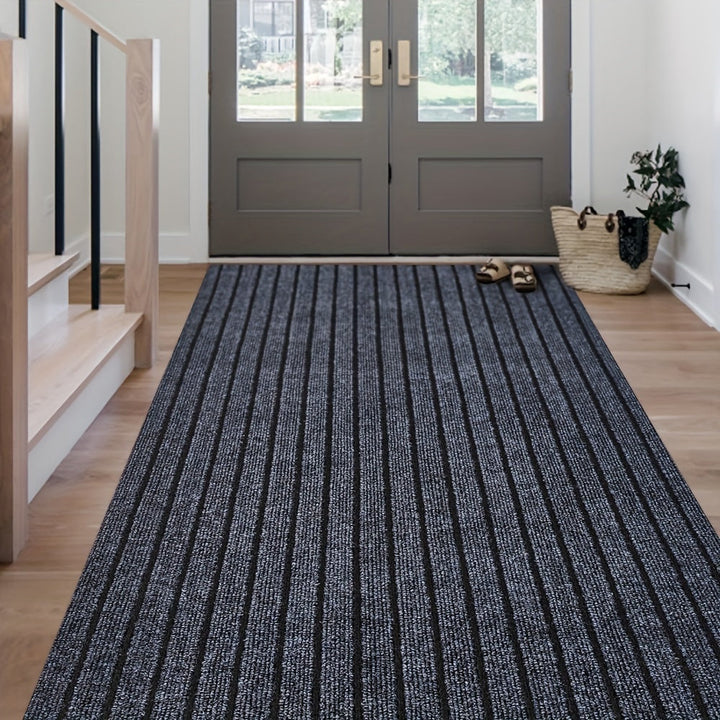 Durable indoor outdoor runner rug featuring a classic stripe design for high-traffic areas