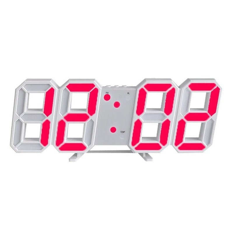 Modern digital 3D LED wall clock showing bright time display for home decor