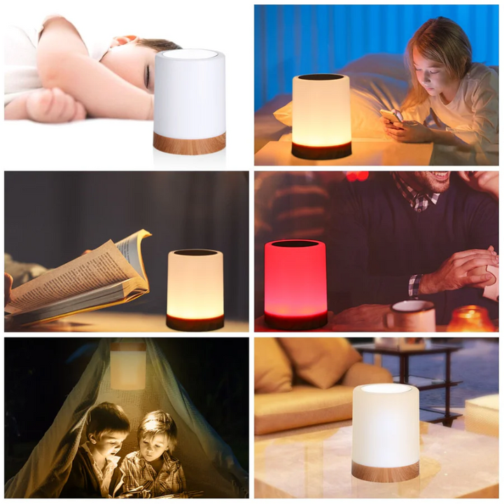 Lifestyle images showing the night light in various home settings