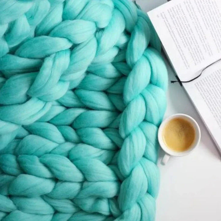 Handmade chunky blanket made from XL craft yarn for home decor