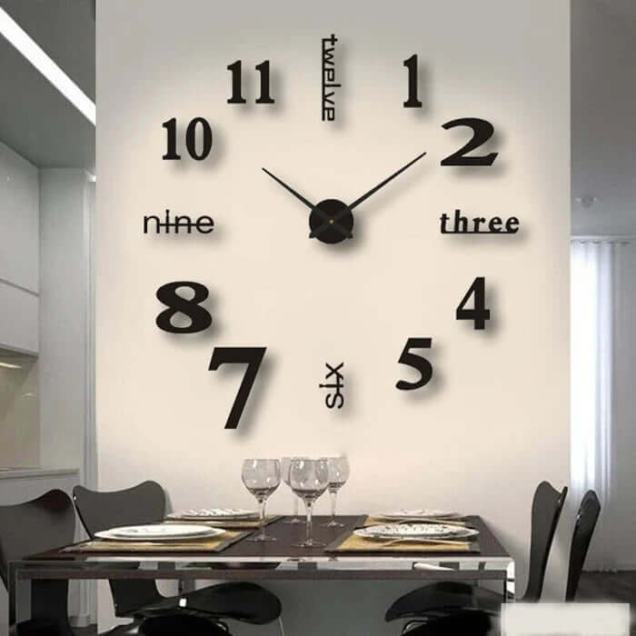 Detailed shot of the durable acrylic clock numerals for custom wall placement