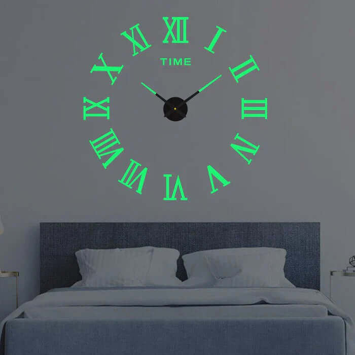 Large wall clock numbers arranged on a blank white wall for home decor inspiration