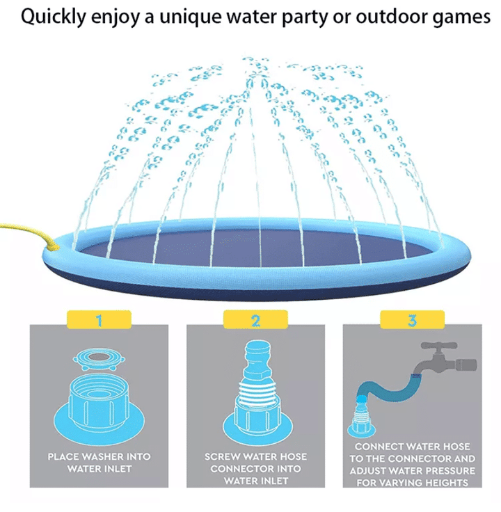 Packaged portable dog pool and outdoor pet accessories ready for summer