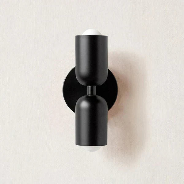 DualGlow double LED wall lamp featuring a solid black modern design