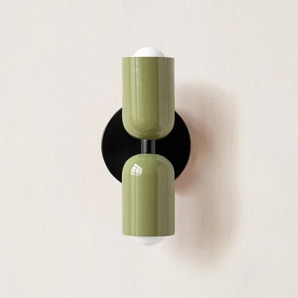 Close-up of the sleek black finish on the dual LED wall fixture