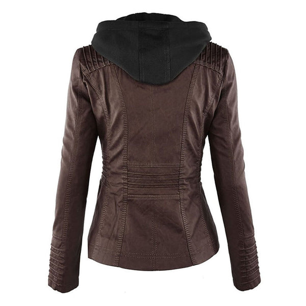Casual khaki outerwear hooded coat for women winter fashion