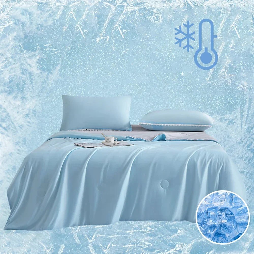 Lightweight quilt in use on a cozy bed for cool and breathable sleep