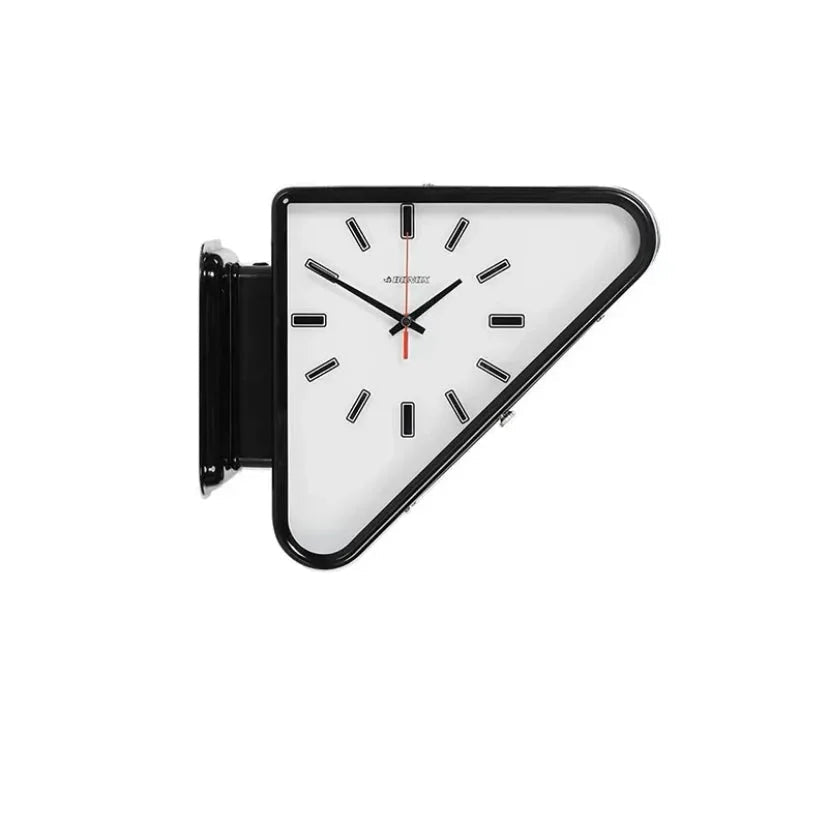 Modern minimalist double-sided wall clock with black metal frame