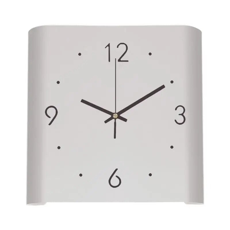 Minimalist double-sided square wall clock showing side profile and mounting bracket