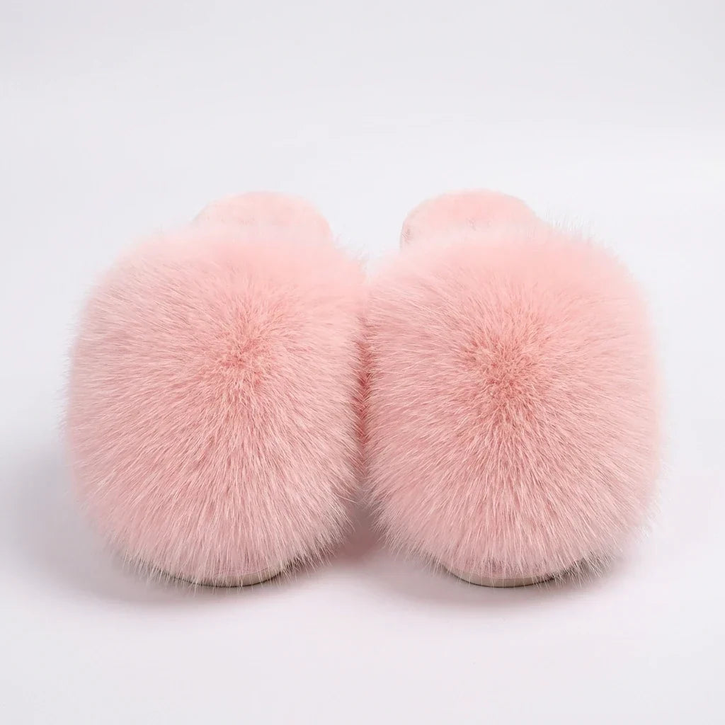 Plush house shoes with a lightweight feel and soft fuzzy finish